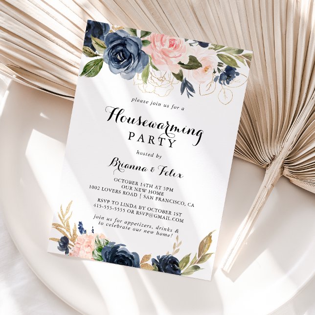 Winter Floral Calligraphy Housewarming Party Invitation (Creator Uploaded)