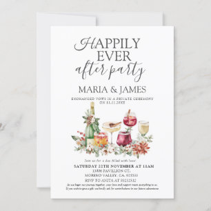 Winter Floral Christmas Happily Ever After Party Invitation