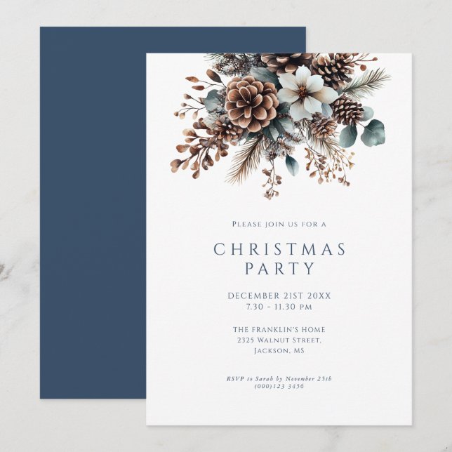 Winter Floral Christmas Holiday Party (Front/Back)
