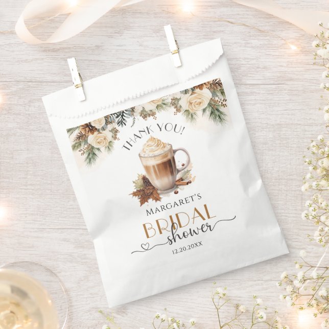Winter Floral Coffee Bridal Shower Favor Bag (Clipped)