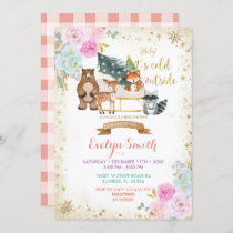 Winter Floral Cold Outside Snowflake Baby shower Invitation