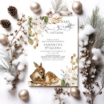 Winter floral & deer Cold Autside Baby Shower  Invitation