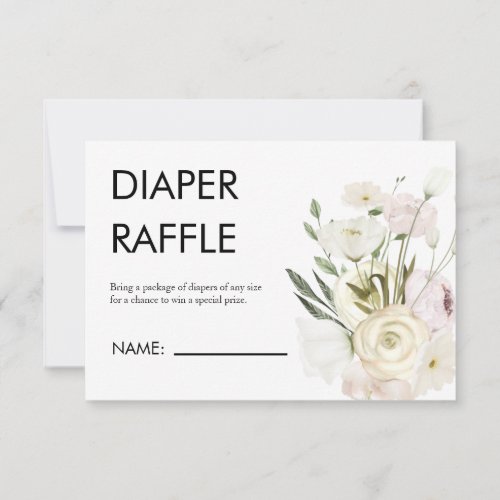 Winter Floral Diaper Raffle Baby Shower Card