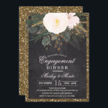 Winter Floral Engagement Dinner Invitation<br><div class="desc">Winter Floral Glitter Chalk Chalkboard Engagement Invitation

Floral artwork by: www.createthecut.com</div>