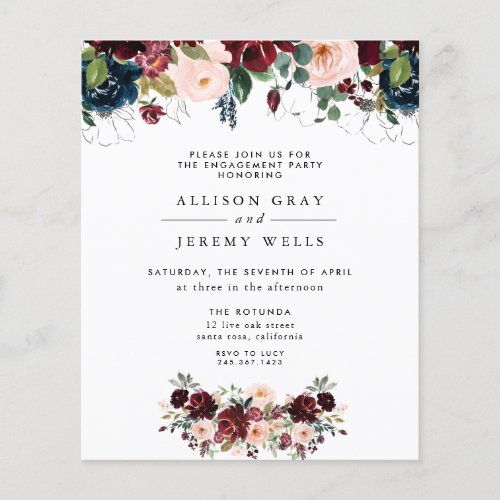 Winter Floral Engagement Party Invitation Flyer