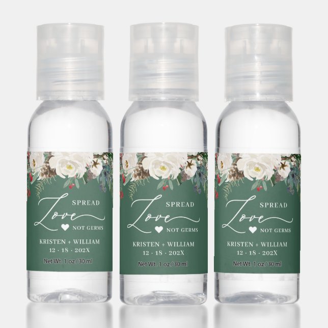 Winter Floral Eucalyptus Spread Love Not Germs Hand Sanitizer (Set)