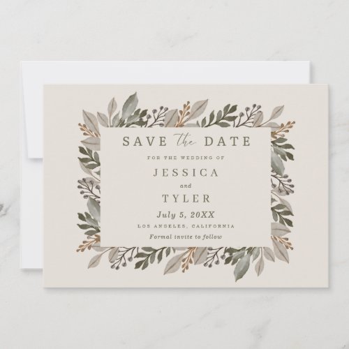 Winter Floral Fall Wedding Photo  Save The Date