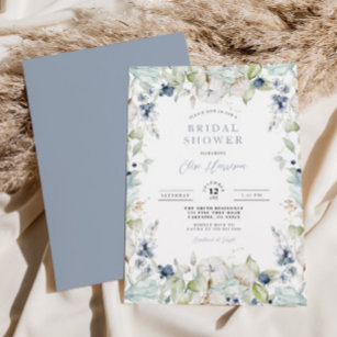 Winter Floral Frame Bridal Shower Invitation