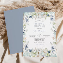 Winter Floral Frame Bridal Shower Invitation