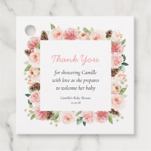 Winter Floral Girl Baby Shower Thank you Favor Tags