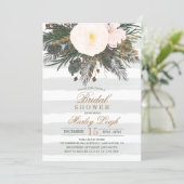 Winter Floral Glitter Bridal Shower Invitation (Standing Front)