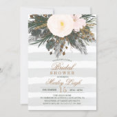 Winter Floral Glitter Bridal Shower Invitation (Front)