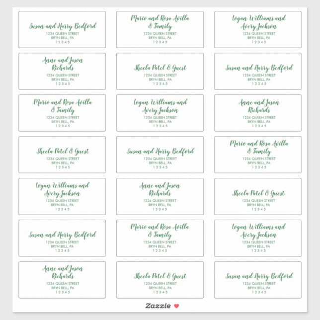 Winter Floral |Green Wedding Guest Address Labels (Sheet)