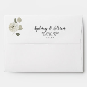 Winter Floral Green Wedding Invitation Envelope