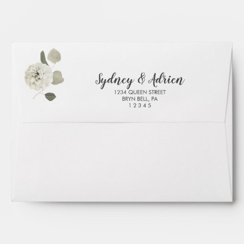 Winter Floral Green Wedding Invitation Envelope