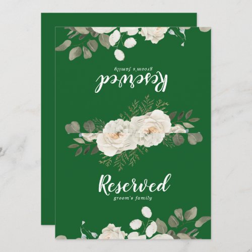 Winter Floral Green Wedding Reserved Sign