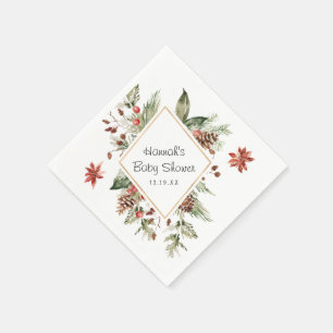 Winter Floral Greenery Baby Shower Napkins