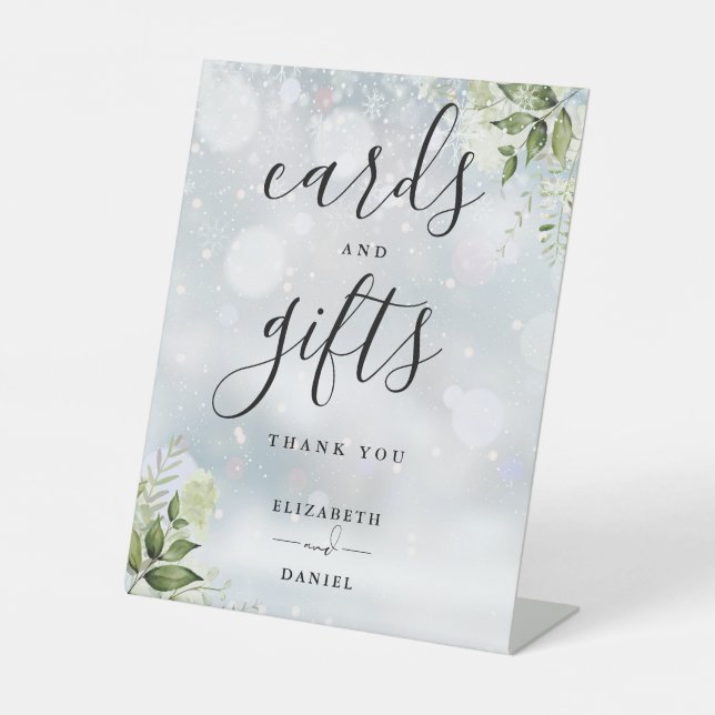 Winter Floral Greenery Cards And Gifts Pedestal Sign (Front)