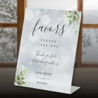Winter Floral Greenery Modern Script Favors
