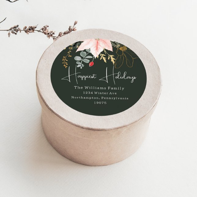 Winter Floral Happiest Holidays Envelope Seals (Creator Uploaded)