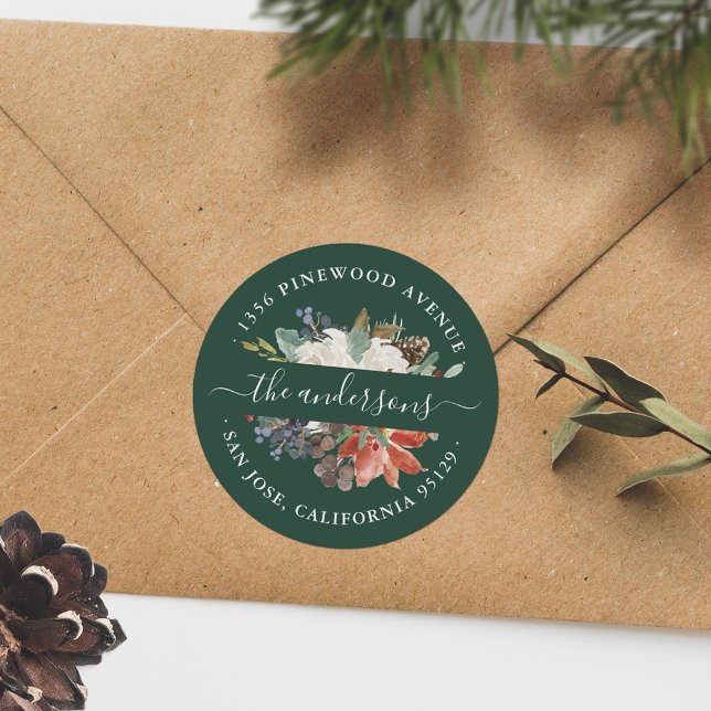Winter Floral Holiday Address Envelope Seal (Creator Uploaded)