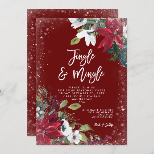 winter floral holiday christmas party invitation