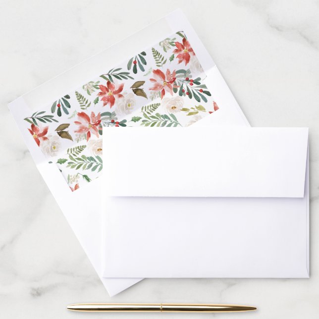 Winter Floral Holiday Envelope Liner (Desk)