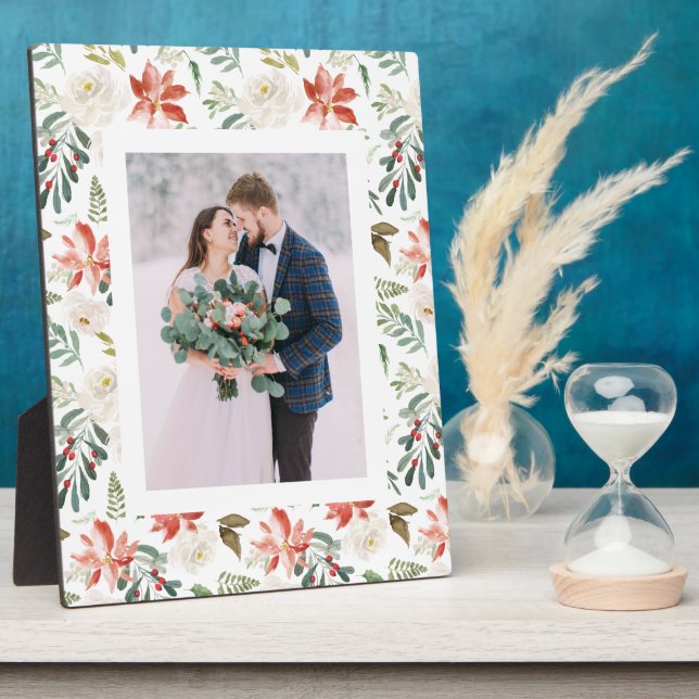 Winter Floral | Holiday Photo Plaque (Side)