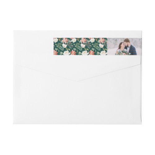 Winter Floral  Holiday Photo Wrap Around Label