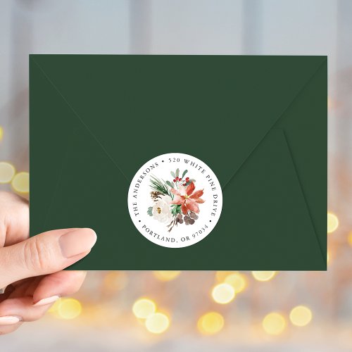 Winter Floral Holiday Return Address Labels