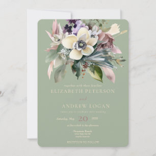 Winter Floral   Holiday Wedding Invitation
