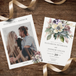 Winter Floral   Holiday Wedding Invitation