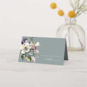Winter Floral Holiday Wedding Place Card