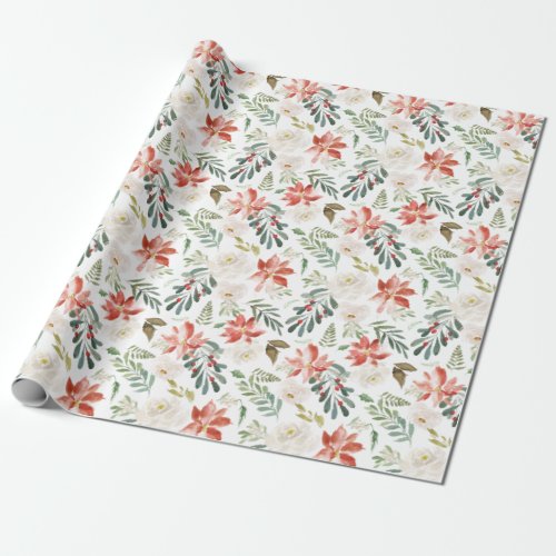 Winter Floral  Holiday Wrapping Paper