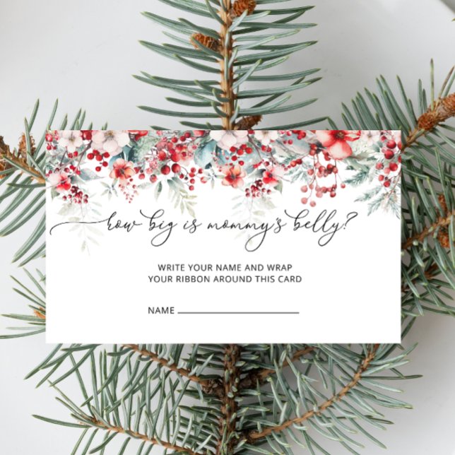 Winter Floral How Big Is Mommy's Belly Enclosure Card (Creator Uploaded)