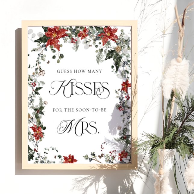 Winter Floral How Many Kisses Bridal Shower Game  Poster (Creator Uploaded)