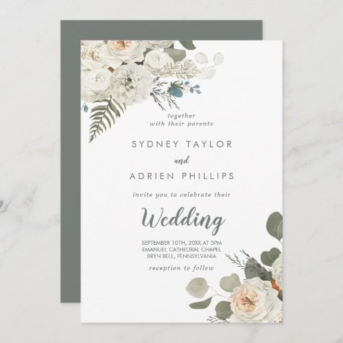 Winter Floral Informal Wedding Invitation