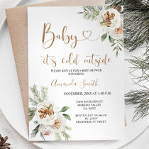 Winter Floral It's Cold Outside Baby Shower Invitation