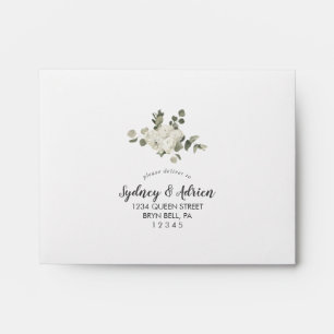 Winter Floral Ivory Self-Addressed Wedding RSVP Envelope