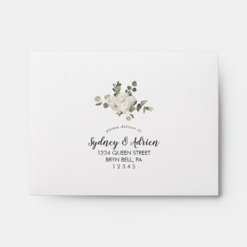 Winter Floral  Ivory Self_Addressed Wedding RSVP  Envelope