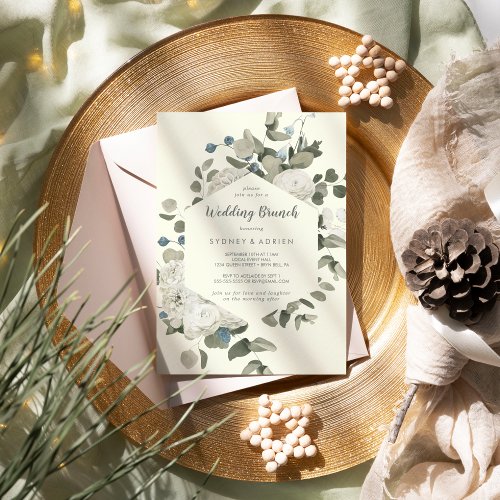 Winter Floral  Ivory Wedding Brunch Invitation