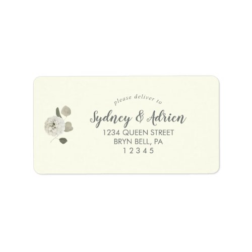 Winter Floral  Ivory Wedding RSVP Address Label