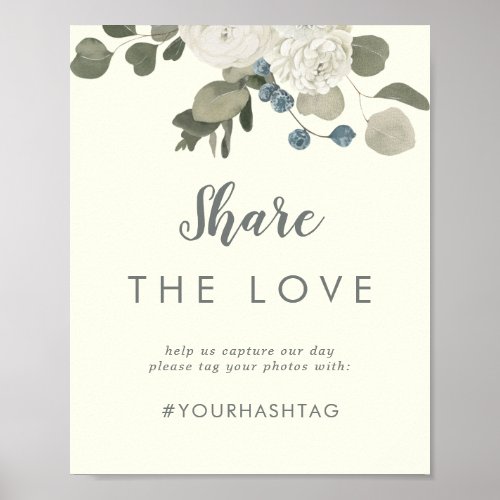 Winter Floral  Ivory Wedding Share the Love Sign