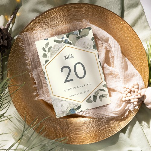 Winter Floral  Ivory Wedding Table Numbers