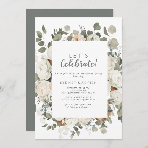 Winter Floral Lets Celebrate Party Invitation