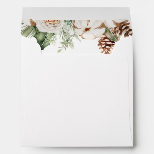 Winter Floral Lined with Return Address Envelope