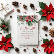 Winter Floral Merry Little Christmas Party Invitation