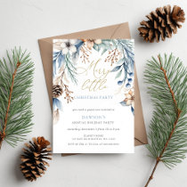 Winter Floral Merry Little Christmas Party Invitation