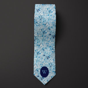 Winter Floral Monogram Neck Tie