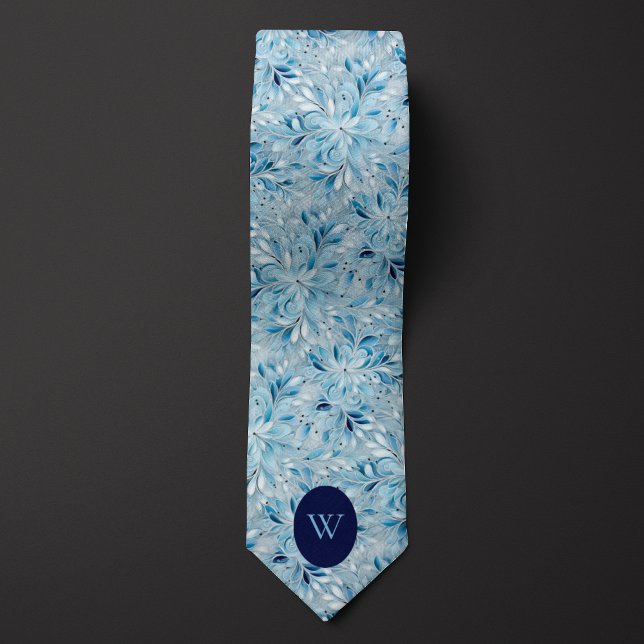 Winter Floral Monogram Neck Tie (Creator Uploaded)